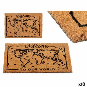 Paillasson World Imprimé PVC Fibres de coco 40 x 2 x 60 cm (10 Unités)