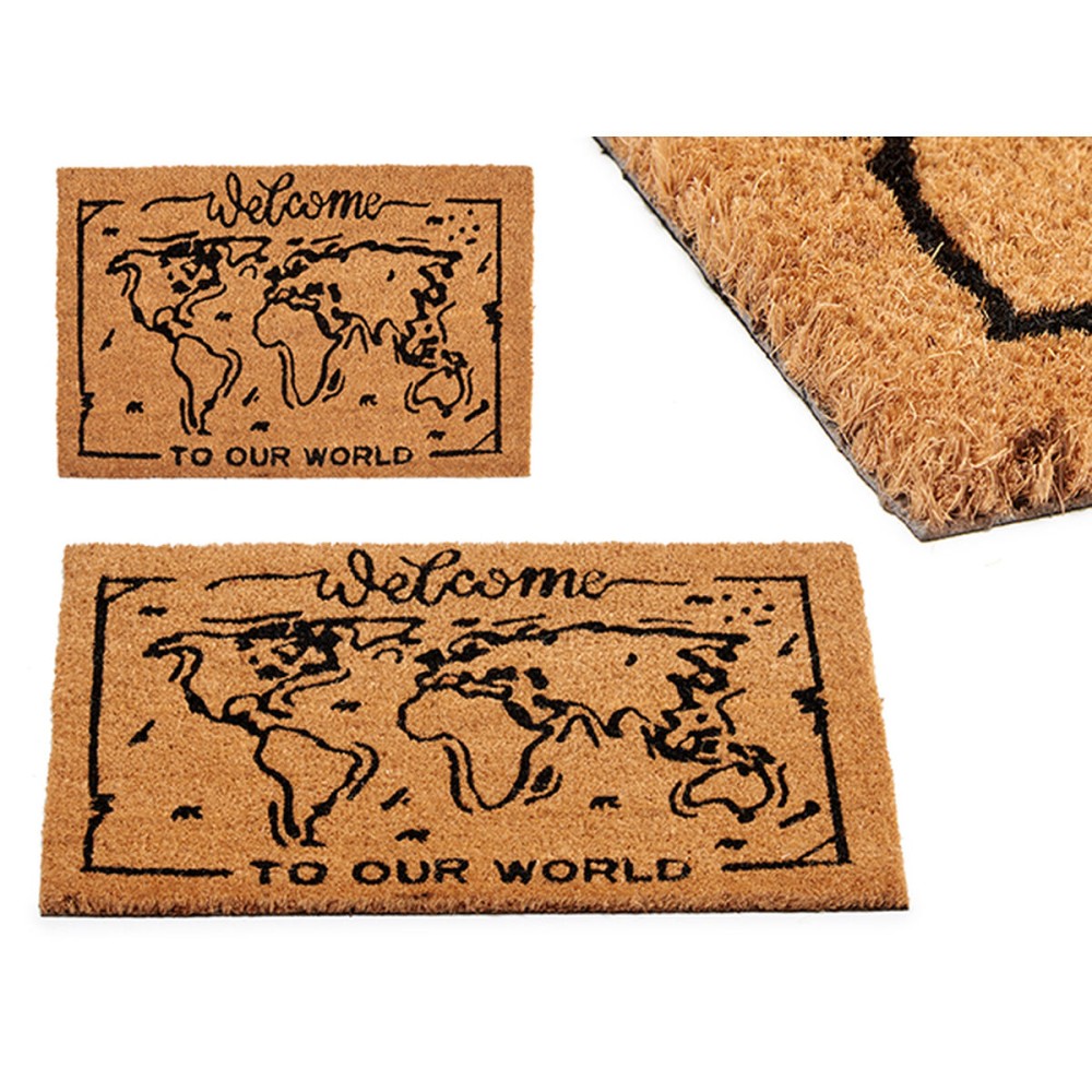Paillasson World Imprimé PVC Fibres de coco 40 x 2 x 60 cm (10 Unités)