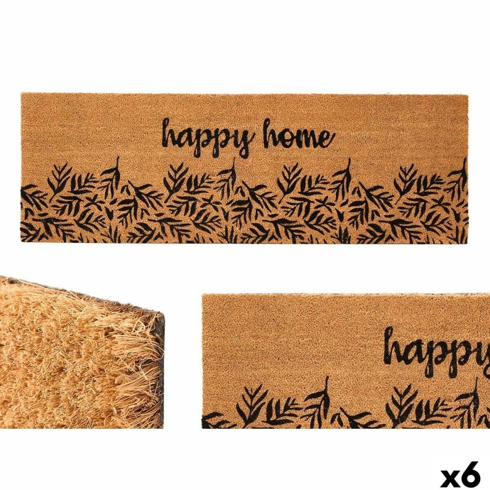 Fußmatte Happy home natürlich PVC Kokosnuss Faser 120 x 1 x 40 cm (6 Stück)
