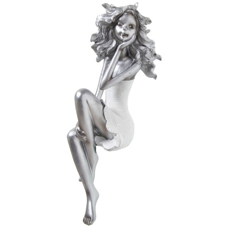 Figurine Décorative Alexandra House Living Argenté Plastique Fille 13 x 15 x 37 cm