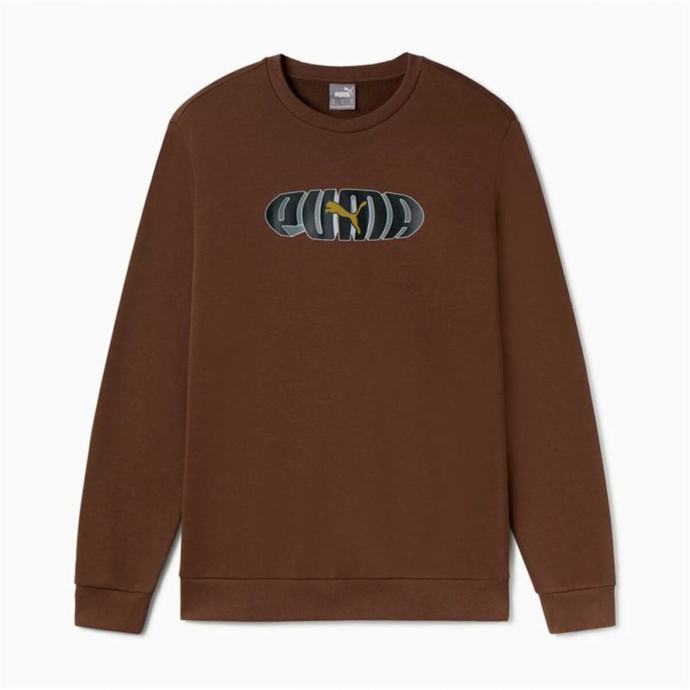 Herren Sweater ohne Kapuze Puma Essentials+ Graphic Crew Fl Hombre Braun