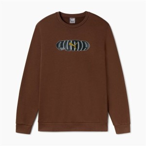 Herren Sweater ohne Kapuze Puma Essentials+ Graphic Crew Fl Hombre Braun