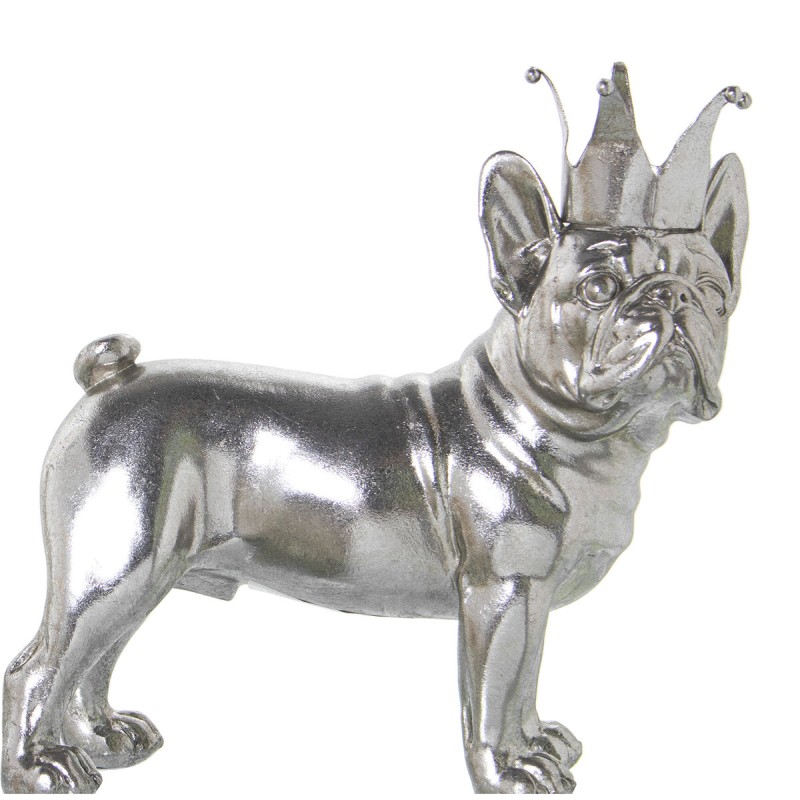 Figurine Décorative Alexandra House Living Argenté Plastique Chien Couronne 14 x 26 x 25 cm