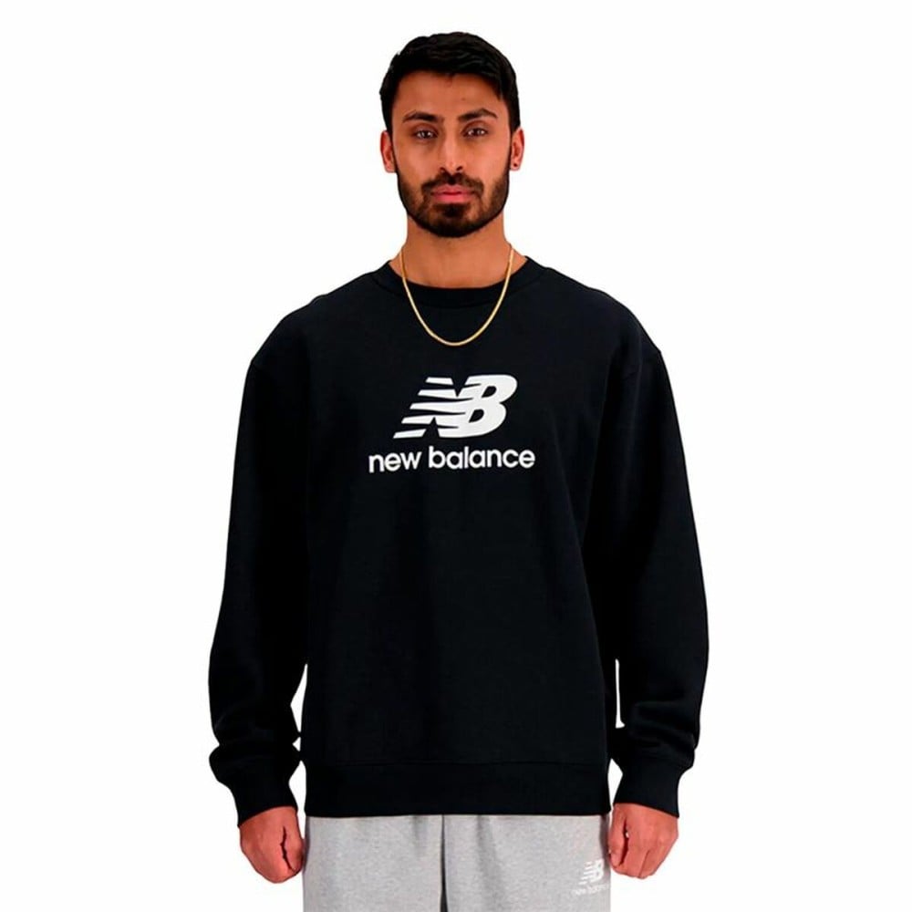 Herren Sweater ohne Kapuze New Balance Sport Essentials Fleece Logo Schwarz