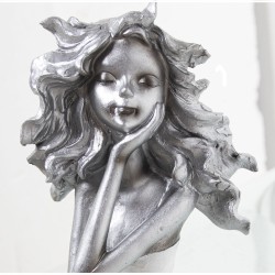 Decorative Figure Alexandra House Living Silver Plastic Girl 13 x 15 x 37 cm