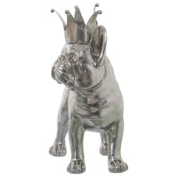 Figurine Décorative Alexandra House Living Argenté Plastique Chien Couronne 14 x 26 x 25 cm