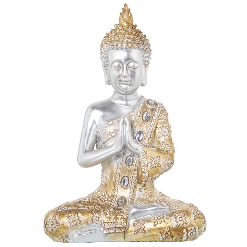 Deko-Figur Alexandra House Living Gold Silberfarben Kunststoff Buddha 18 x 28 x 40 cm