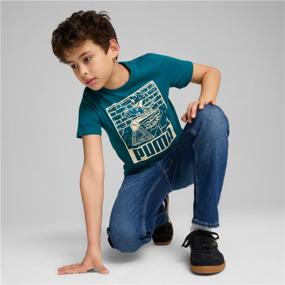 Kurzarm-T-Shirt für Kinder Puma Ess+ Mid 90S Graphic Blau