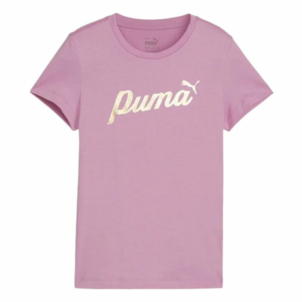 Child's Short Sleeve T-Shirt Puma Essentials+ Script Metallic G