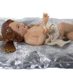 Deko-Figur Alexandra House Living Silberfarben Kunststoff 12 x 15 x 23 cm Kissen Jesuskind