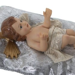 Decorative Figure Alexandra House Living Silver Plastic 12 x 15 x 23 cm Cushion Baby Jesus