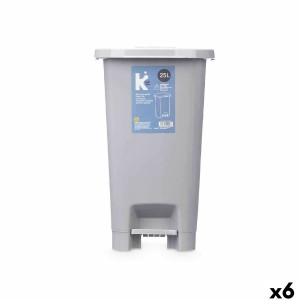 Papierkorb mit Pedal ABK-142 1 Grau Kunststoff 25 L (6 Stück)