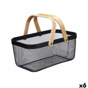 Panier Multi-usages Kinvara 1031 Noir Bois Métal 42,5 x 18 x 26,5 cm (6 Unités)