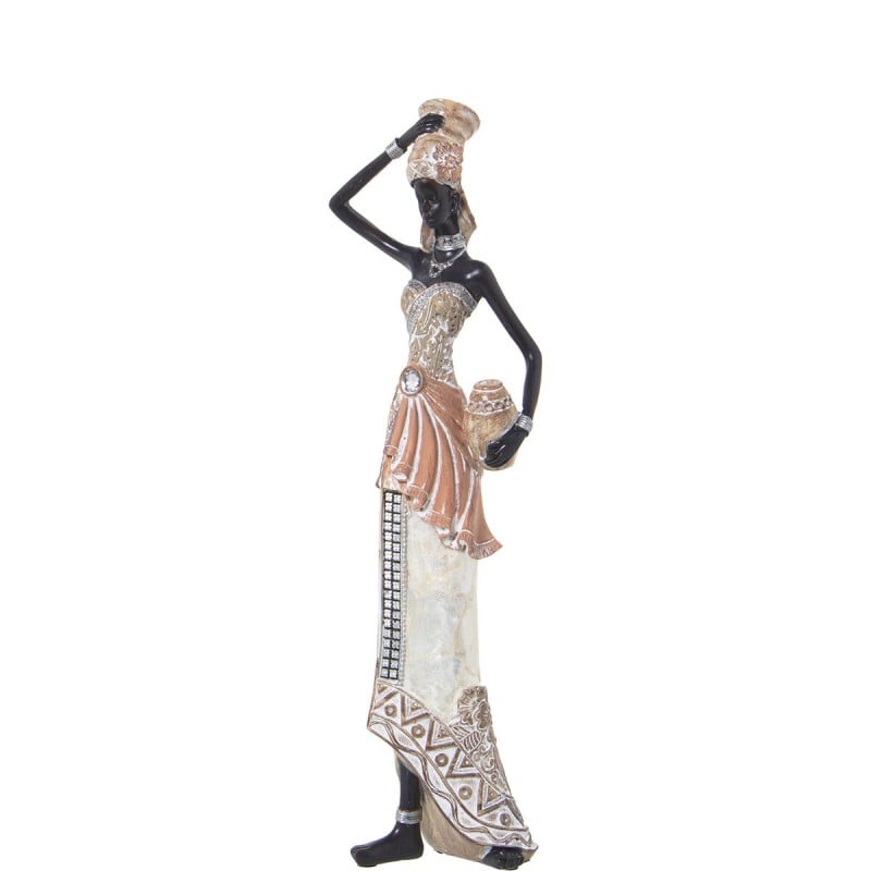 Decorative Figure Alexandra House Living White Golden Plastic African Woman 10 x 14 x 39 cm