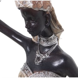 Deko-Figur Alexandra House Living Weiß Gold Kunststoff Afrikanerin 10 x 14 x 39 cm