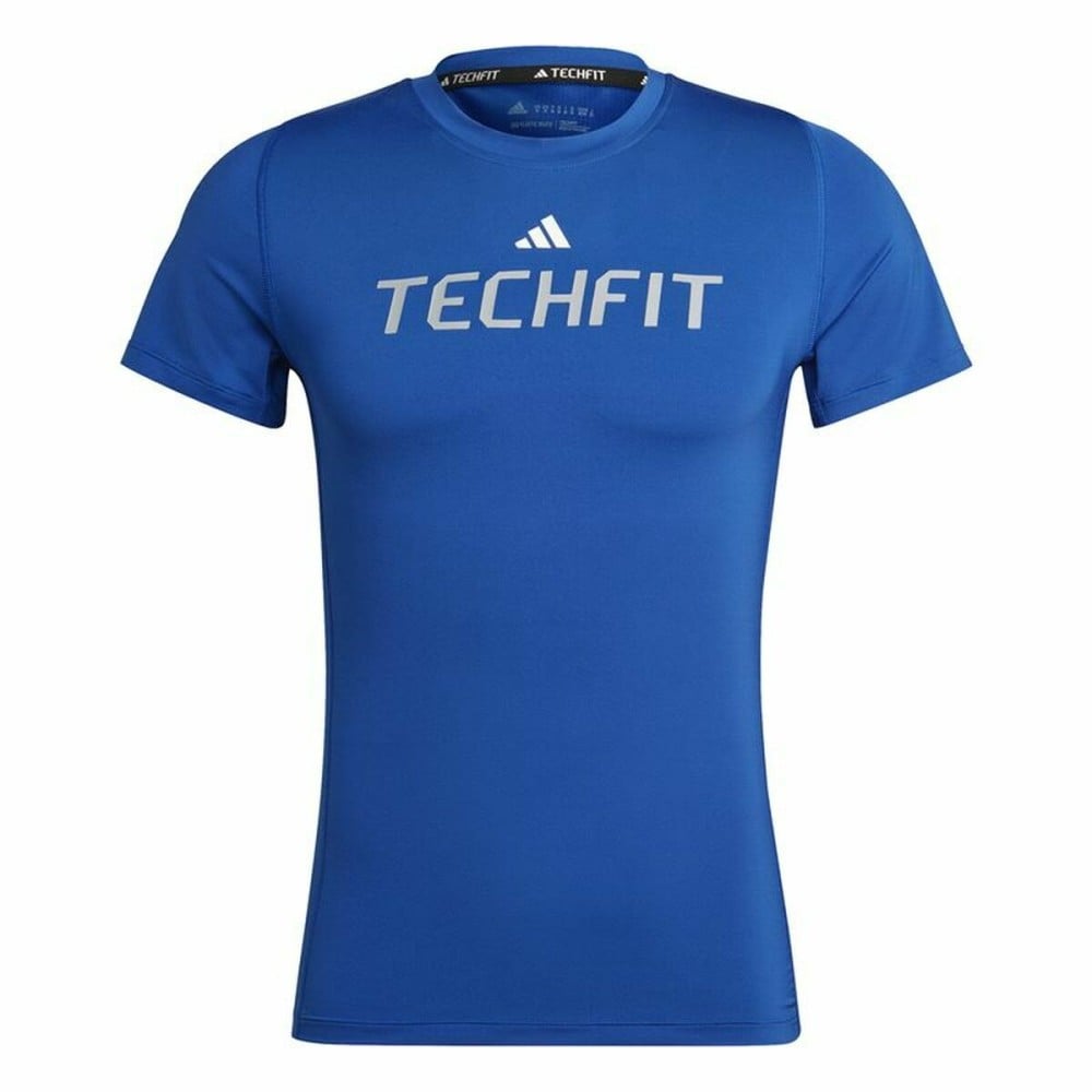 Men’s Short Sleeve T-Shirt Adidas techfit Graphic  Blue