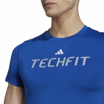 Herren Kurzarm-T-Shirt Adidas techfit Graphic  Blau