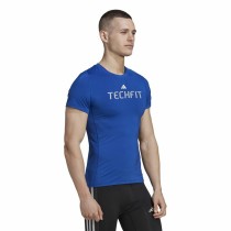 Herren Kurzarm-T-Shirt Adidas techfit Graphic  Blau