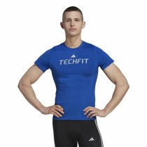 Herren Kurzarm-T-Shirt Adidas techfit Graphic  Blau