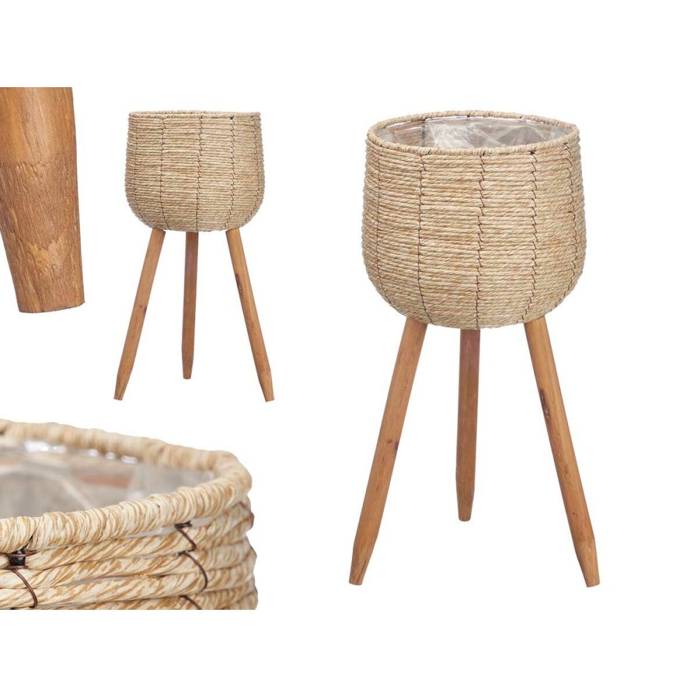 Planter with stand Ibergarden JH22607 L Brown Paper Plastic Natural Fibre 35 x 56 x 35 cm (4 Units)