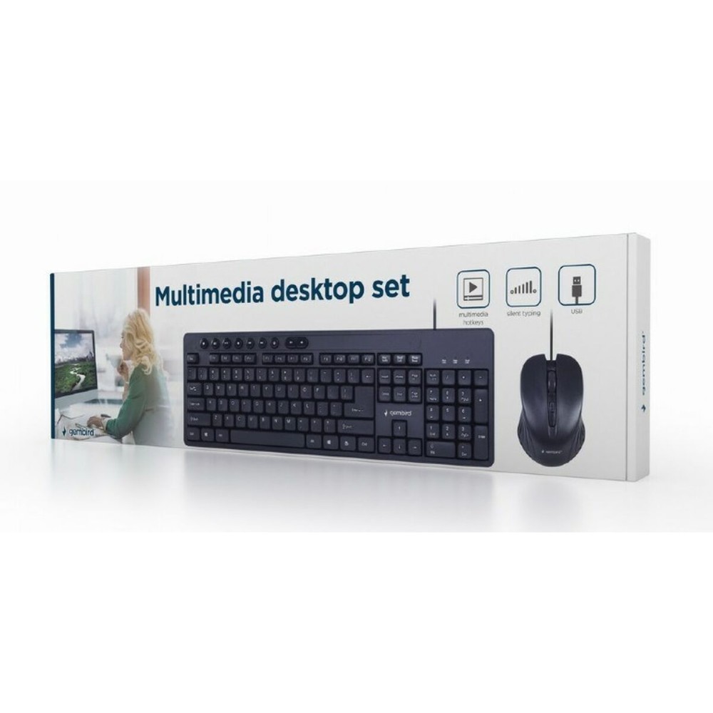 Tastatur mit Maus GEMBIRD KBS-UM-04 Schwarz Schwarzweiß QWERTY Qwerty US