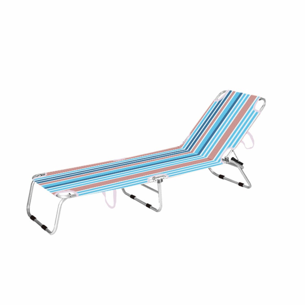 Marbueno Liegestuhl Faltbar Streifen Orange Blau 187X58X24 cm 10466