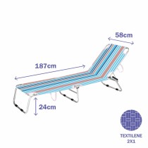 Marbueno Liegestuhl Faltbar Streifen Orange Blau 187X58X24 cm 10466