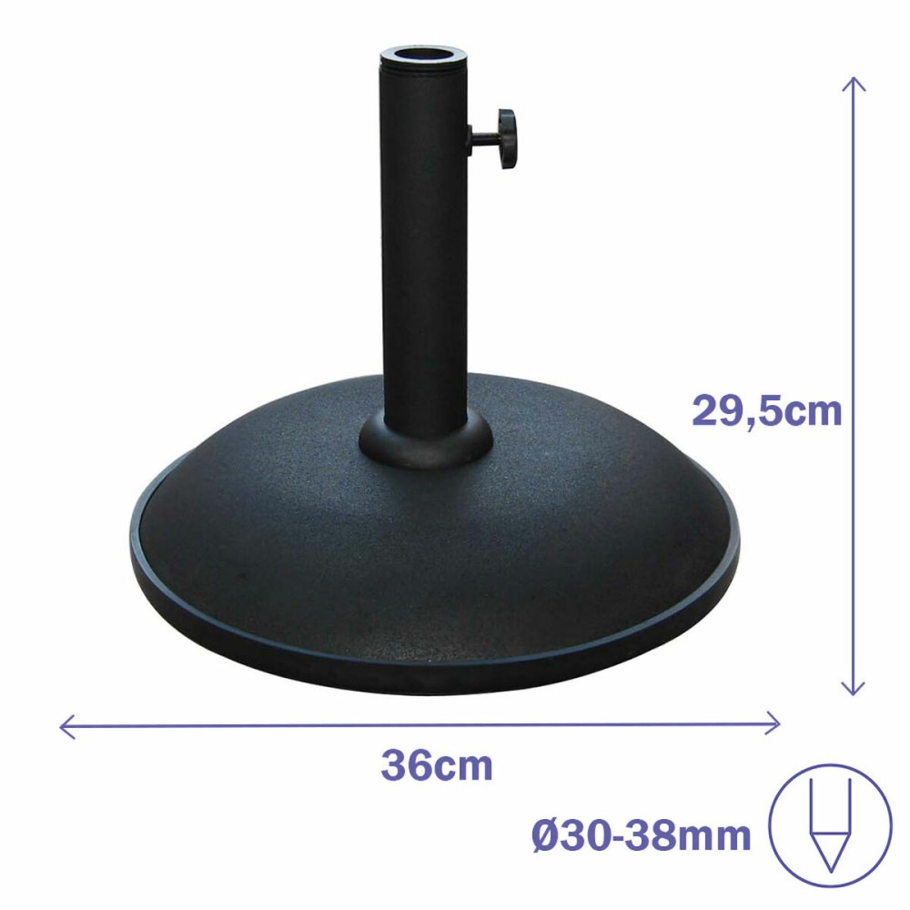 Marbueno Sonnenschirmbasis Rund Beton 36x29,5 cm 11KG Schwarz Garten, Pool, Terrasse