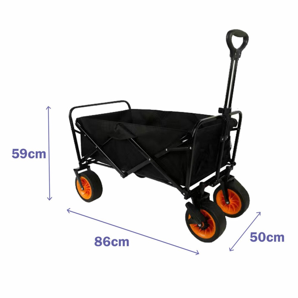 Marbueno Faltbarer Multifunktionswagen Stahl 200 KG Schwarz Garten Strand Camping 86X50X59 cm