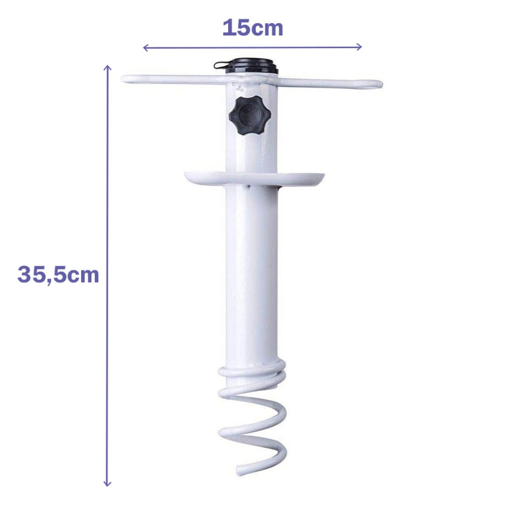 Marbueno Suction Parasol Spike Steel White 35.5x15x6 cm Beach and Garden 10506