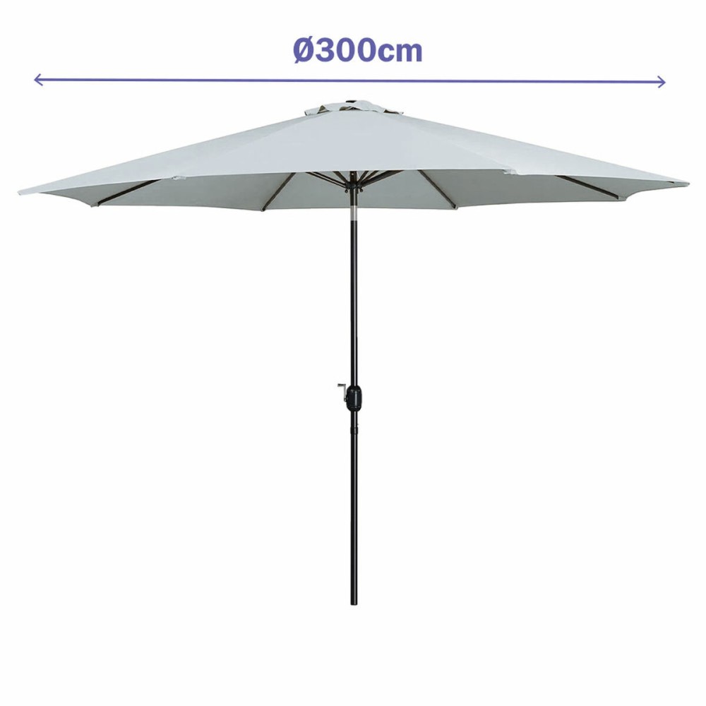 Marbueno Sonnenschirm Stahl 8 Streben D300 cm Polyester Weiß Garten, Pool, Terrasse