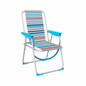 Marbueno Klappstuhl Aluminium Orange und Blau Streifen Strand und Pool 53X56X78 cm