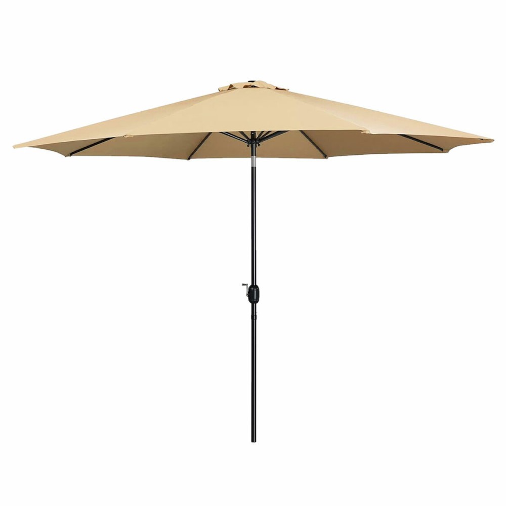 Marbueno Sonnenschirm Stahl 8 Streben D300 cm Polyester Braun Garten, Pool, Terrasse