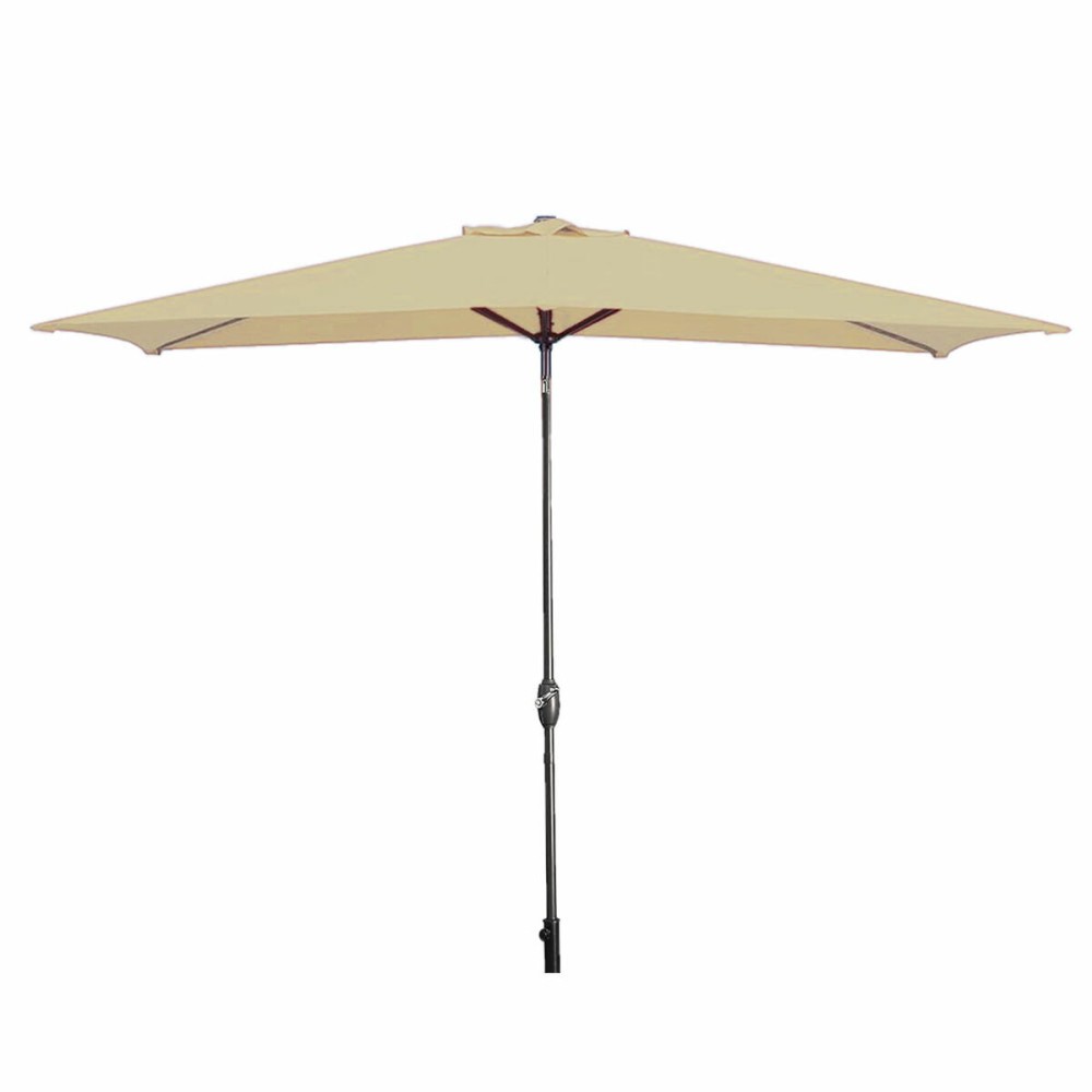 Marbueno Sonnenschirm Stahl 8 Streben 200x300 cm Polyester Braun Garten 10492