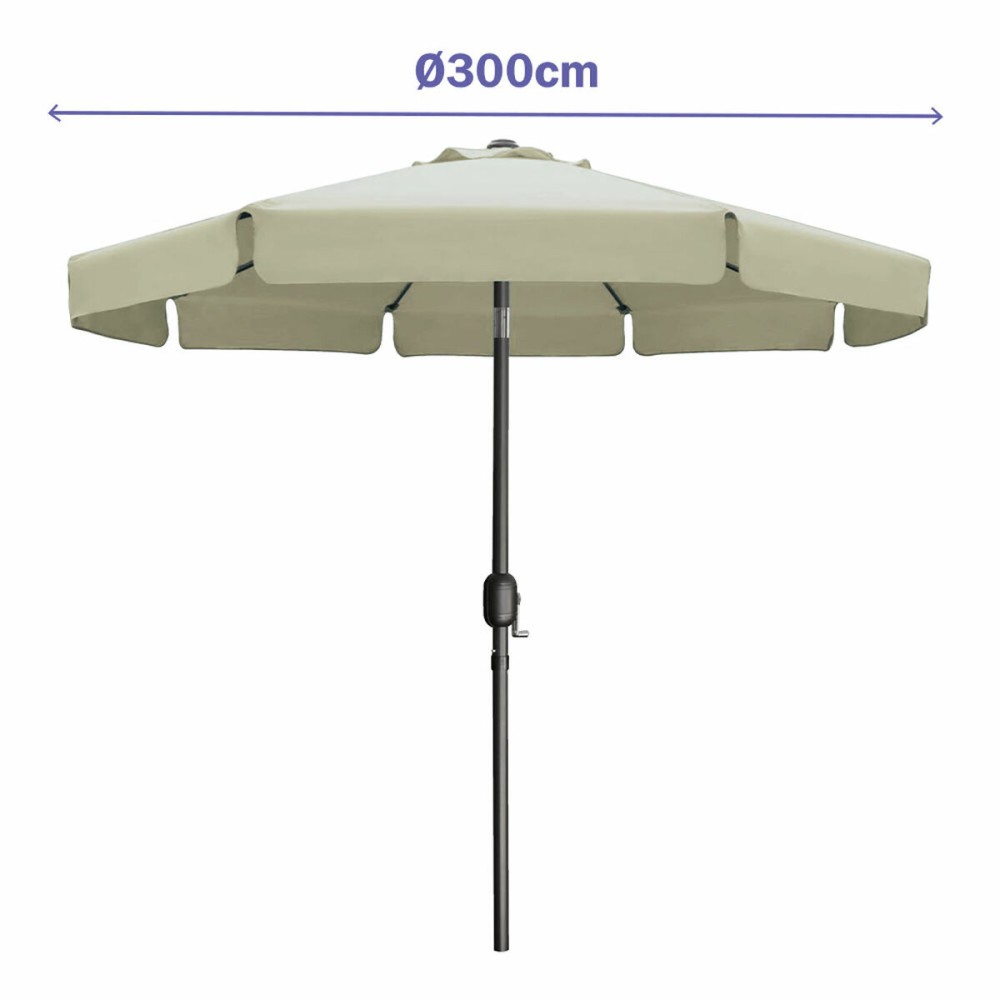 Marbueno Sonnenschirm Stahl 8 Streben D300 cm Polyester Beige Garten Terrasse 10490