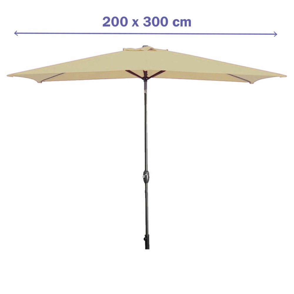 Marbueno Sonnenschirm Stahl 8 Streben 200x300 cm Polyester Braun Garten 10492
