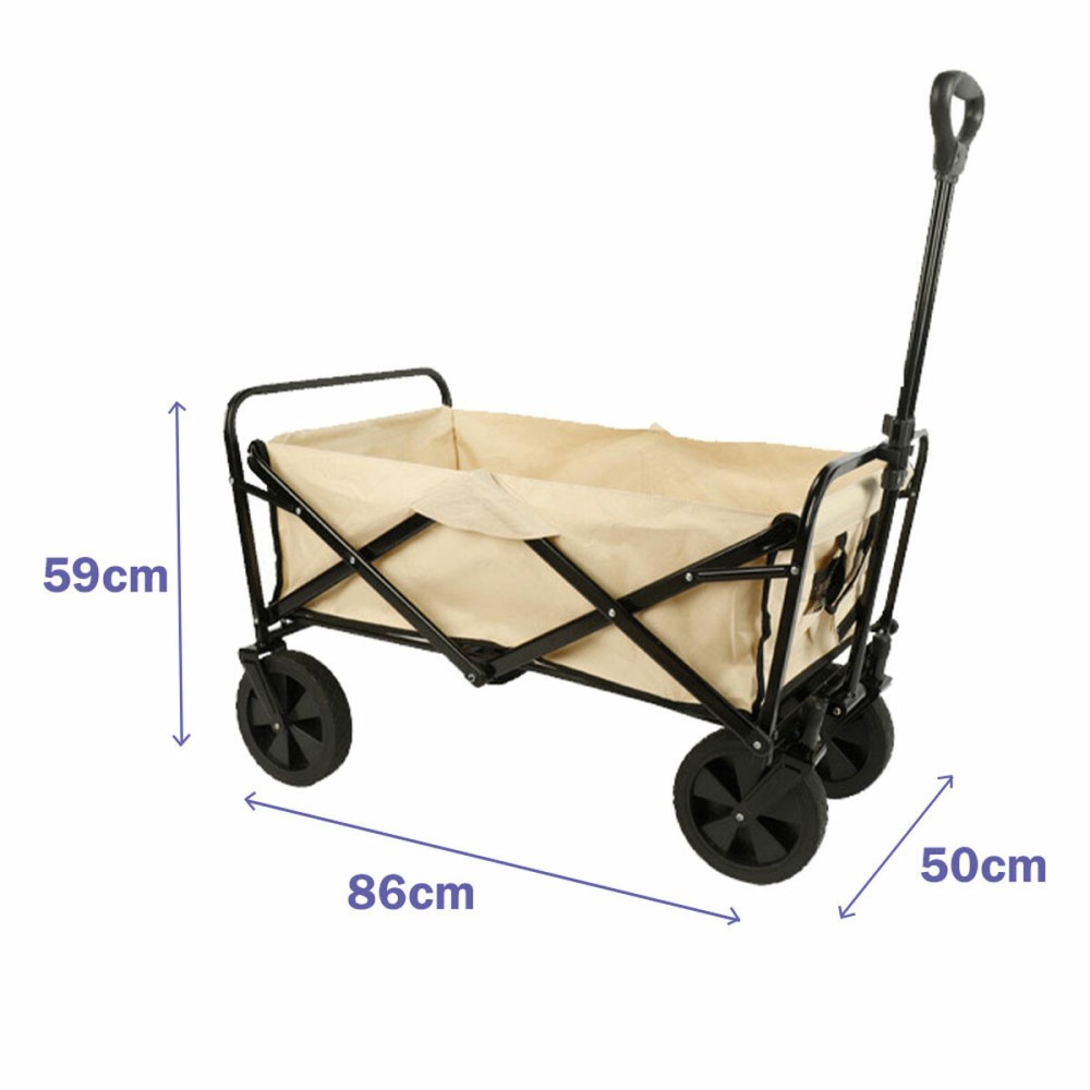 Marbueno Faltbarer Multiuswagen Stahl 150 KG Beige Garten, Strand, Camping 86X50X59 cm