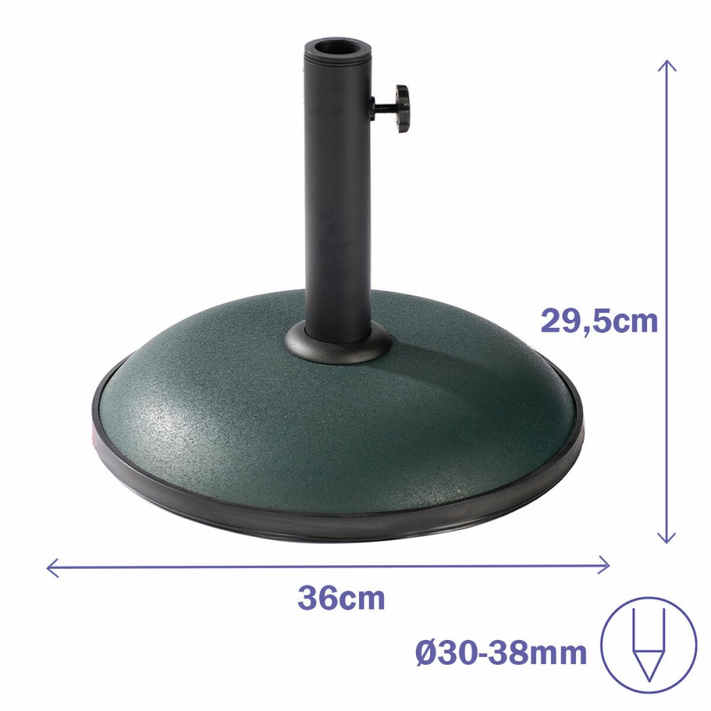 Marbueno Sonnenschirmbasis Rund Beton 36x29,5 cm 11KG Grün Garten, Pool, Terrasse 10443