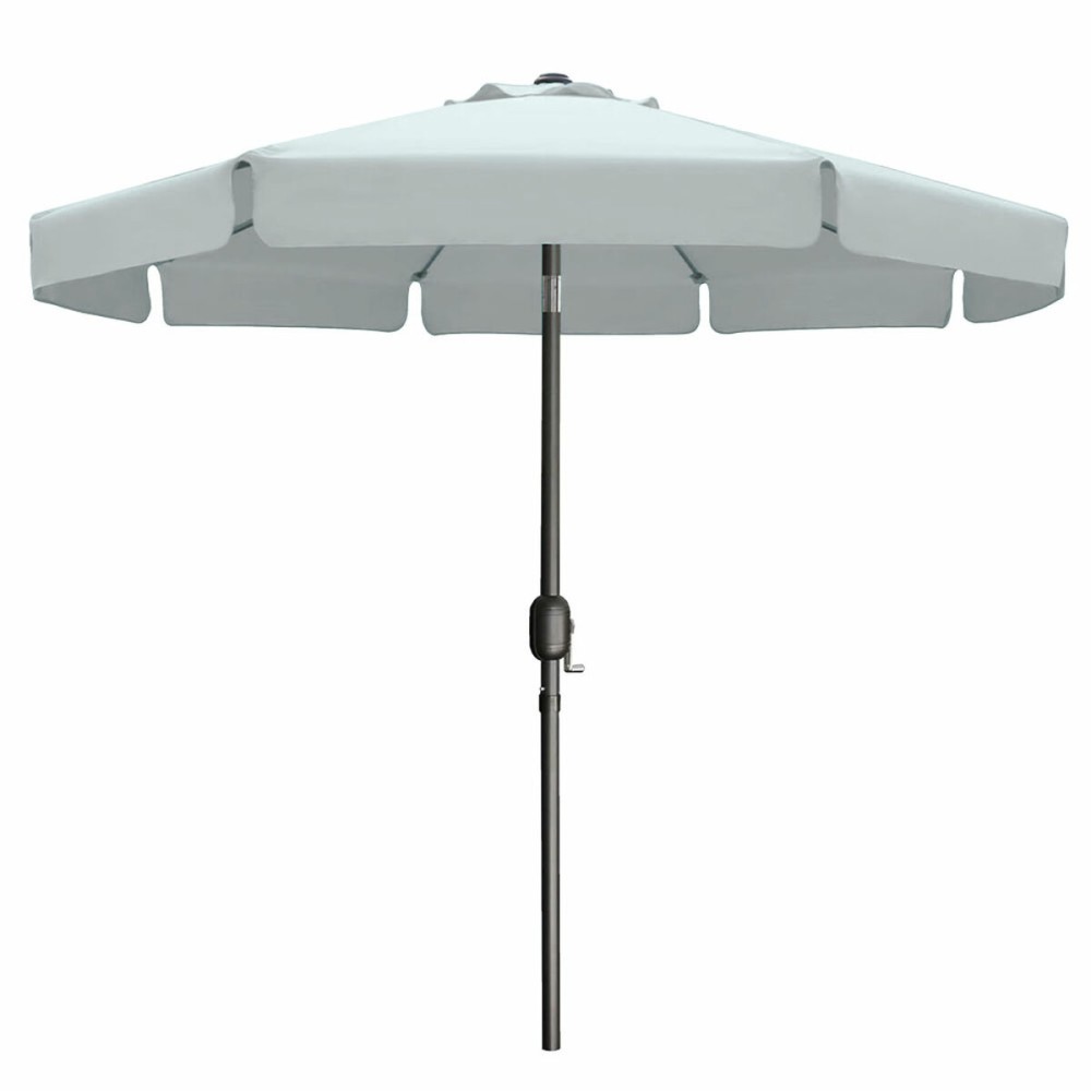 Marbueno Sonnenschirm Stahl 8 Streben D300 cm Polyester Weiß Garten, Pool, Terrasse