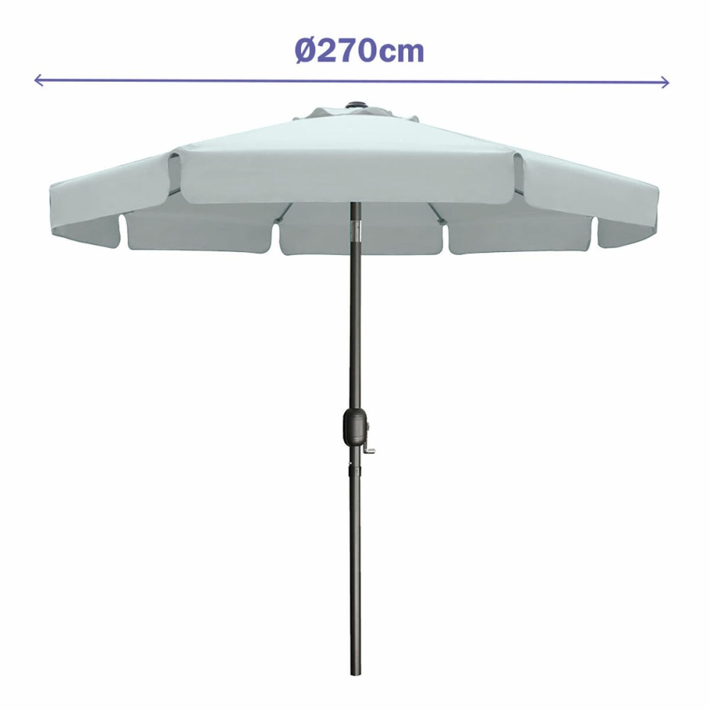 Marbueno Sonnenschirm Stahl 8 Streben D300 cm Polyester Weiß Garten, Pool, Terrasse