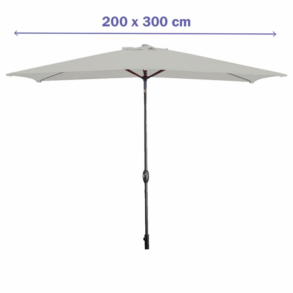 Marbueno Sonnenschirm Stahl 8 Streben 200x300 cm Polyester Weiß Garten, Pool, Terrasse