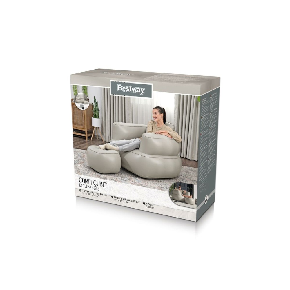 Bestway Fauteuil Gonflable avec Repose-pieds Couleur Assortie 107x99x80/48x48x36 cm