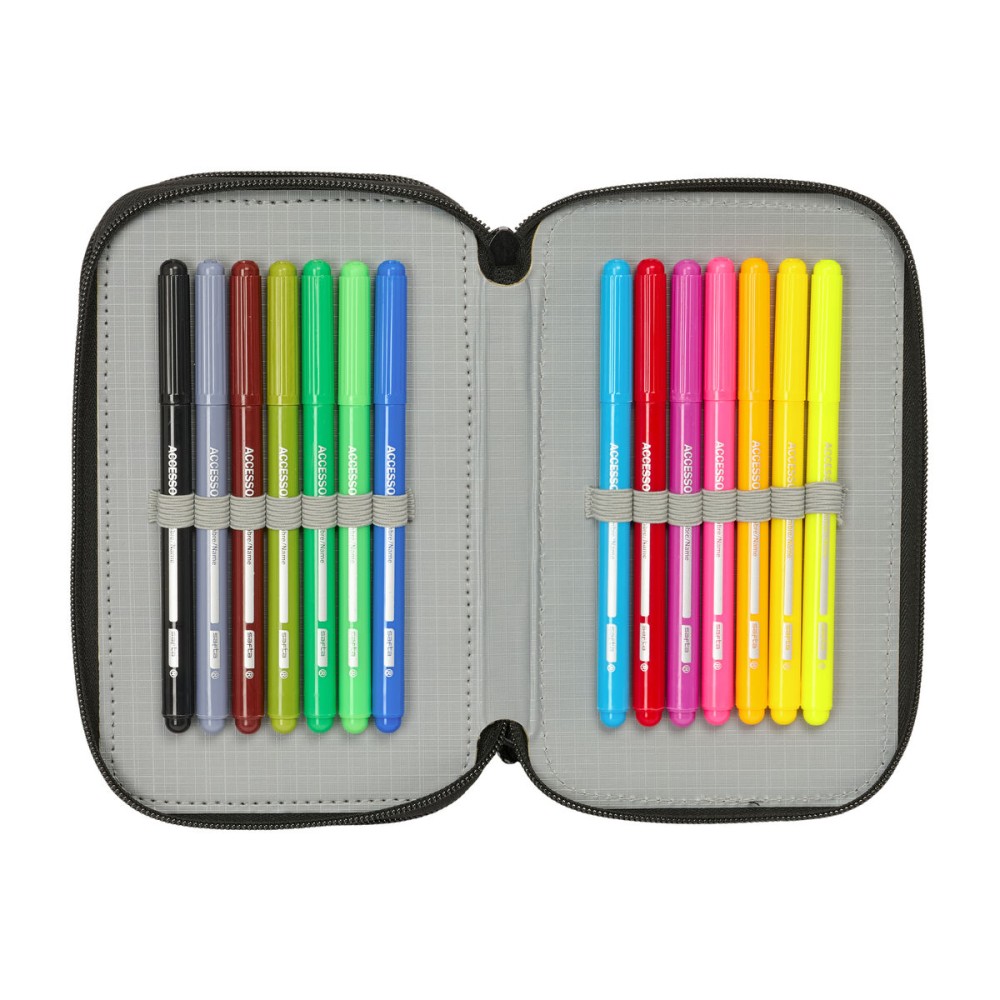 School Case with Accessories Spider-Man Attack Black 12,5 x 19,5 x 5,5 cm 37 Pieces