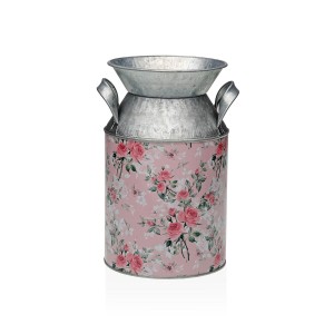 Vase Versa Pink Metal Flowers 13 x 15,5 x 21 cm