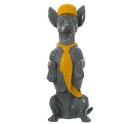 Deko-Figur Alexandra House Living Gelb Grau Kunststoff Hund Krawatte 12 x 16 x 30 cm