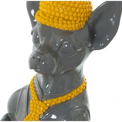 Decorative Figure Alexandra House Living Yellow Grey Plastic Dog Tie 12 x 16 x 30 cm