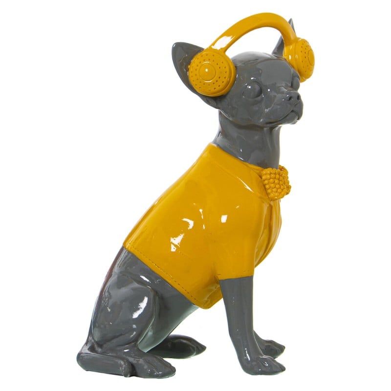 Figurine Décorative Alexandra House Living Jaune Gris Plastique Chien Casque 14 x 26 x 19 cm