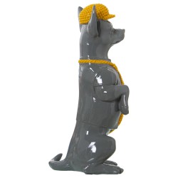 Deko-Figur Alexandra House Living Gelb Grau Kunststoff Hund Krawatte 12 x 16 x 30 cm