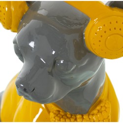 Deko-Figur Alexandra House Living Gelb Grau Kunststoff Hund Kopfhörer 14 x 26 x 19 cm