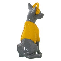 Figurine Décorative Alexandra House Living Jaune Gris Plastique Chien Casque 14 x 26 x 19 cm